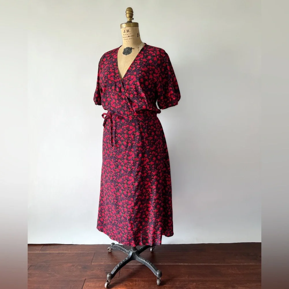 NWT Faithfull The Brand Sumaia Wrap Midi Dress Uma Floral Rayon Size XL US 10 - Picture 10 of 11